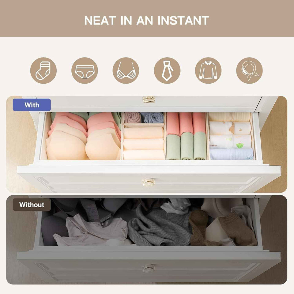 Criusia 10-Pack Drawer Organizers: Compact Foldable Closet Storage for Clothes and Undergarments