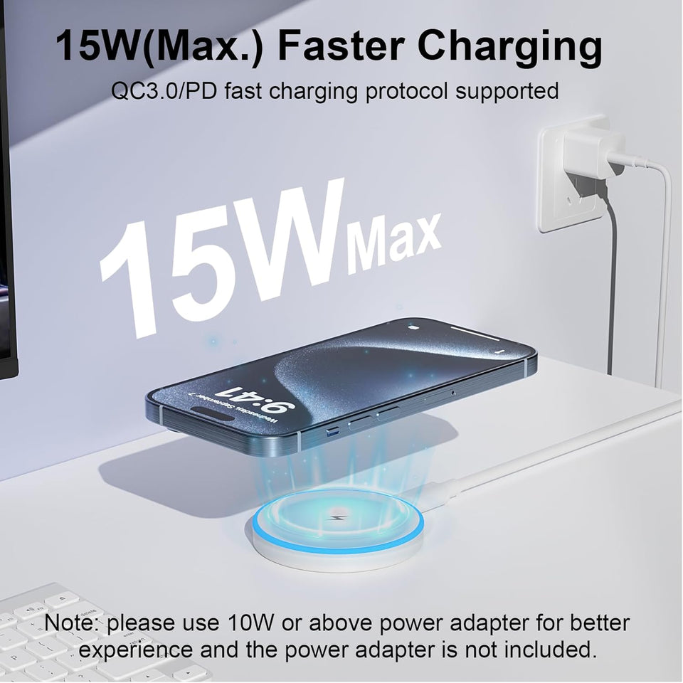 MagSafe Charger 2 Pack 15W Magnetic Wireless Charger Fast Charging Pad Compatible with iPhone 17/16/15/14/13/12 Series & AirPods 3/2/Pro Magnetic MagSafe Charging Pad with Dual Ports - Rayz Mart