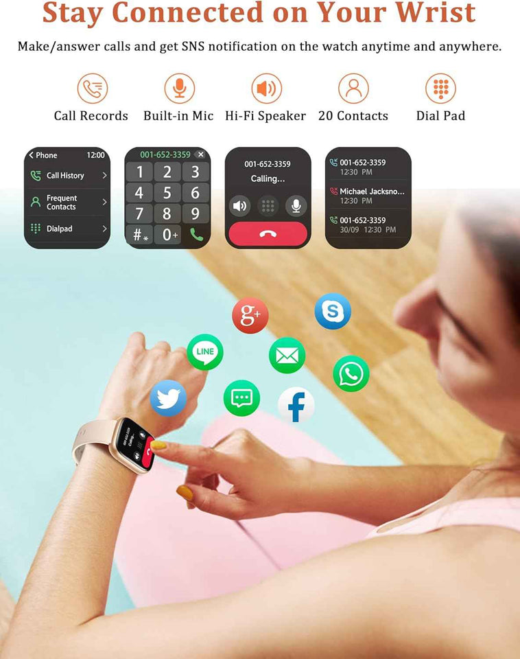 lodimeke 44mm smartwatch with alexa alexa built-in, heart rate, ip68 waterproof for women and men