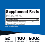 Nutricost Creatine Monohydrate Micronized Powder 500G, 5000mg Per Serv (5g) - 100 Servings, 17.9 Oz