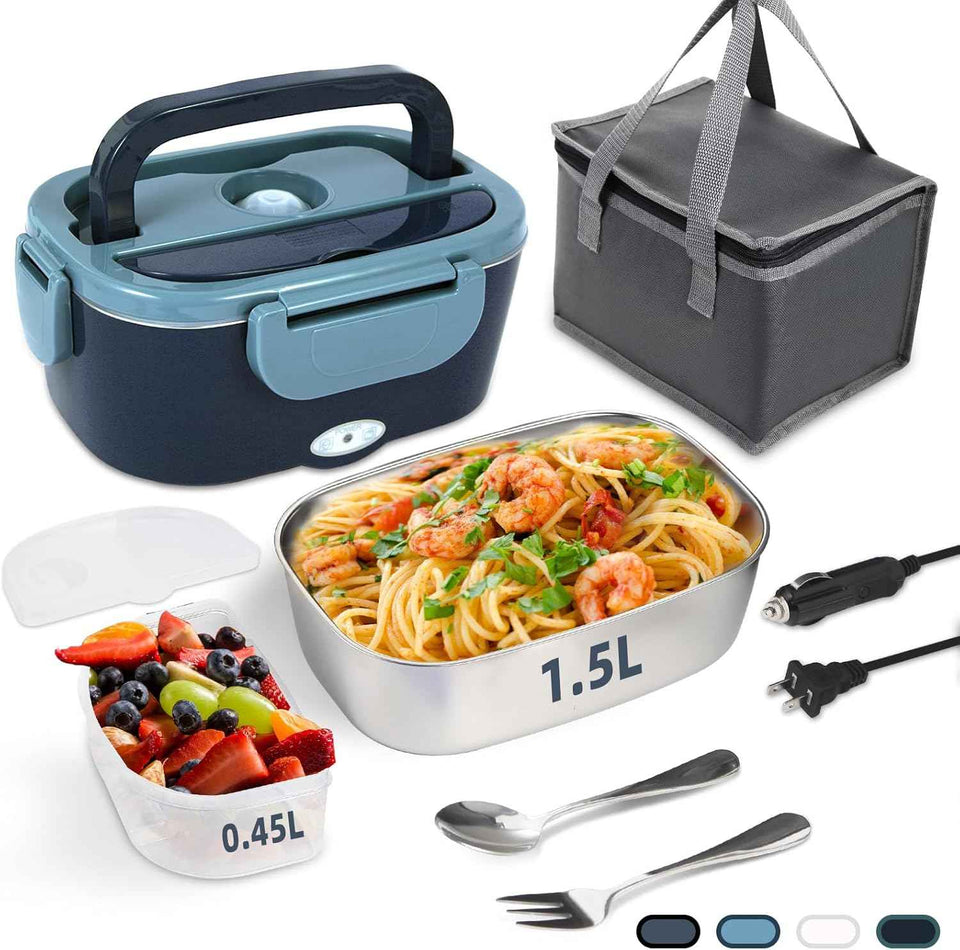 100W Cordless Electric Lunch Box for Adults & Men, Rechargeable Battery Powered Heated Lunch Box, 1.2L Portable Food Warmer Lunchbox with 5-Sided Heating for Work Car Outdoor Use