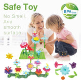 IQKidz flower toys building set for 3-6 years old toddlers and preschoolers, 153pcs STEM play set with insect pegs