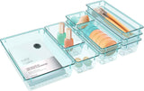 16 PCS Drawer Organizer Set, 5 Varied Size Bathroom and kitchen Drawer cabinet organizer Trays, Clear Storage Bins for Makeup, Jewelry, Utensils and Gadgets