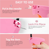 Stitch Gun for Clothes - Handheld Stitch Gun Quick Clothing Fixer - Tagging Gun - Includes 6 Needle, 1000 Black Fasteners & 1000 White Fasteners (Pink/Orange)