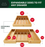 Royal Craft Wood Luxury Bamboo Kitchen Drawer Organizer - 9 Slot Silverware Organizer for Flatware, Utensil Holder & Cutlery Tray Drawer Dividers in Natural