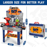 TooyBing kids tool bench set with electric drill and realistic tools for toddler 3-5 year olds easy setup