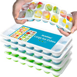 Ice Cube Trays for Freezer - 3 Pack 42 Cubes, Easy to Release Silicone Ice Trays with Spill-Resistant Lids, Reusable Ice Tray,Stackable and BPA-Free, Perfect for Cocktails, Drinks,and Ice Coffee