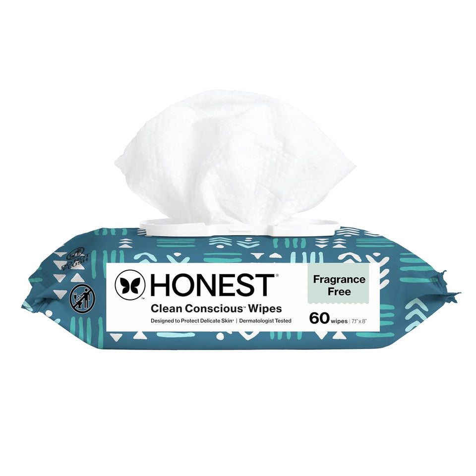 Honest Company Hypoallergenic Baby Wipes for Sensitive Skin, Fragrance-Free, 576 Count (6 Packs of 96)