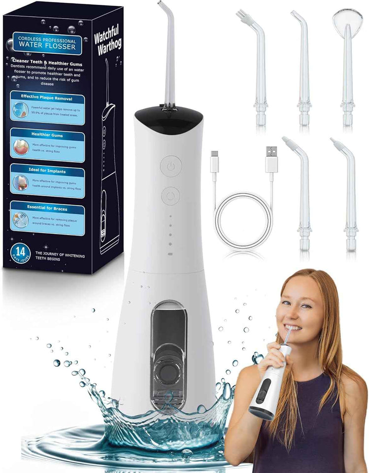portable rechargeable 120PSI water dental flosser for healthy gums and teeth with 4 pressure modes