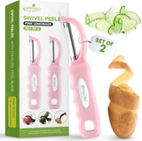 Spring Chef Premium Swivel Vegetable Peeler, Soft Grip Handle and Ultra Sharp Stainless Steel Blades - Perfect Kitchen Peeler For Veggie, Fruit, Potato, Carrot, Apple - Black