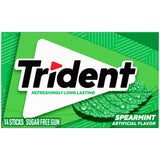 trident spearmint sugar-free chewing gum, 12 packs of 14 pieces, 168 total pieces, bulk sugarless gum