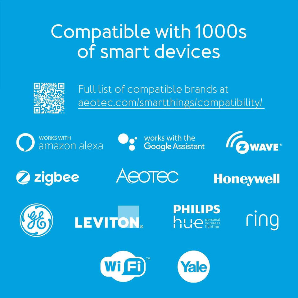 Aeotec Smart Home Hub, Z-Wave, Zigbee, Matter Gateway, Compatible with Alexa, Google Assistant, WiFi Hub