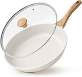 SENSARTE Nonstick Ceramic Frying Pan with Lid 8/9.5/10/11/12.5 Inch Omelet Pan Skillet, Free of Intentionally Added PFAS/PTFE Non-toxic Chef's Pan Induction Compatible Pan, Heat Resistant Handle