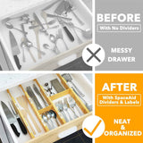 SpaceAid Bamboo Drawer Dividers with Inserts and Labels, Expandable Organization for Home, Office, Dressers, 4 Dividers