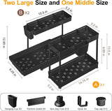 3 Pack L-Shaped Under Sink Organizer with Hooks and Hanging Cup, Black, 2026 Model