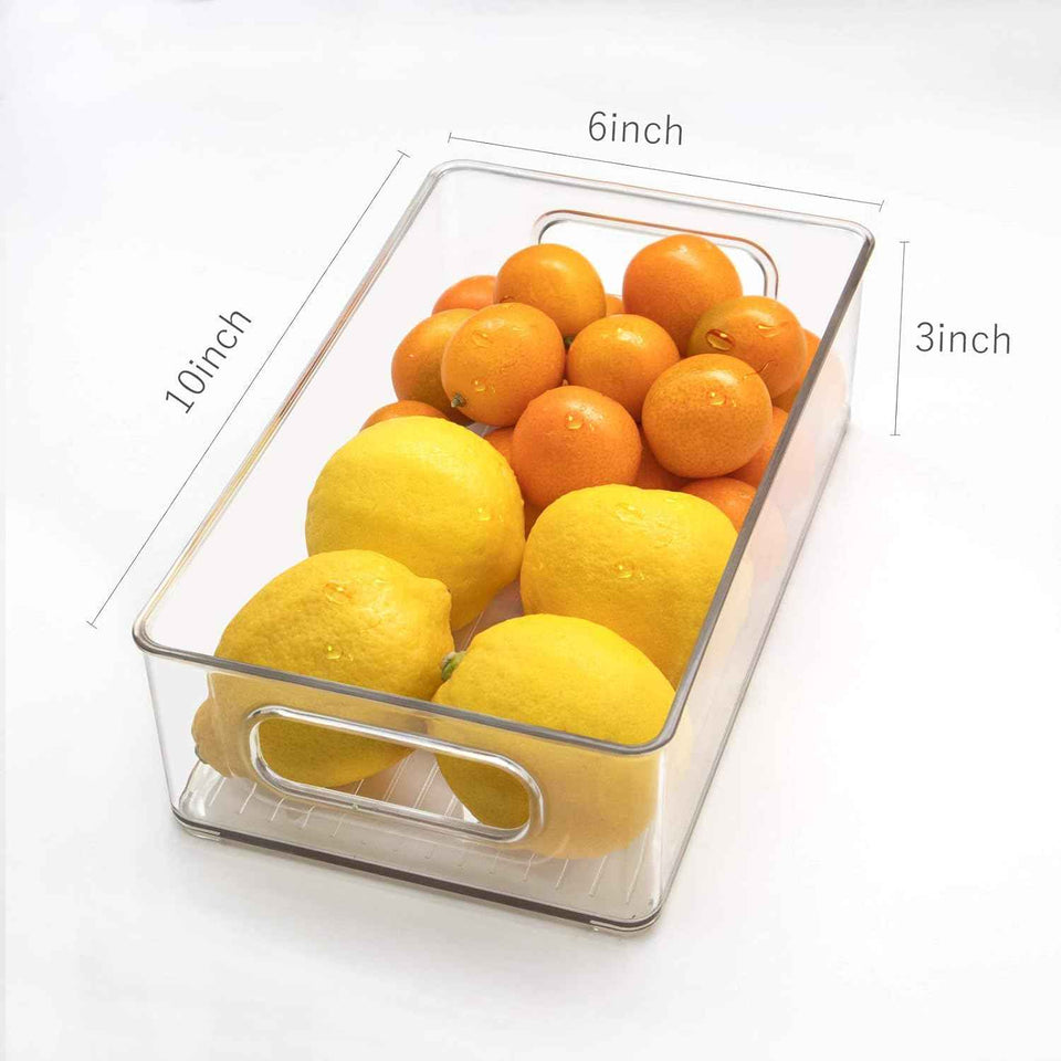 Stackable Refrigerator Organizer Bins, 6 Pack, Clear, Kitchen, Food Safe, BPA Free
