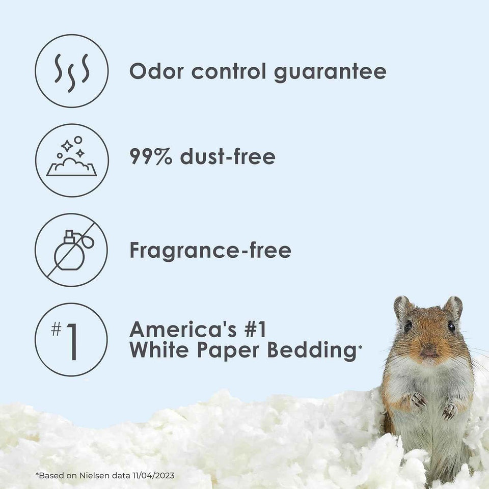 Kaytee clean and cozy white paper bedding, 49.2 liters, small animal bedding, premium paper, dust-free, pet-safe.