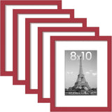 upsimples 11x14 Picture Frame Set of 5, Display Pictures 8x10 with Mat or 11x14 Without Mat, Wall Gallery Photo Frames, Black
