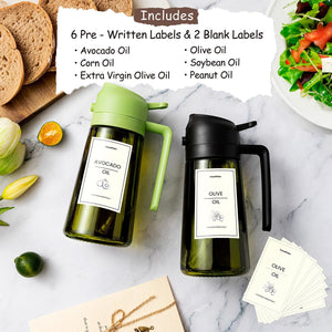 TrendPlain - Original 16oz/470ml Olive Oil Dispenser Bottle for Kitchen Gadgets and Air Fryer Accessories - Olive Oil Sprayer for Cooking w/Stickers - Black