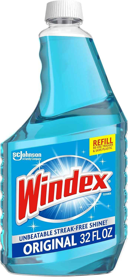 Windex Glass and Window Cleaner Spray Bottle, Packaging Designed to Prevent Leakage and Breaking, Surface Cleaning Spray, Original Blue Scent, 23 Fl Oz