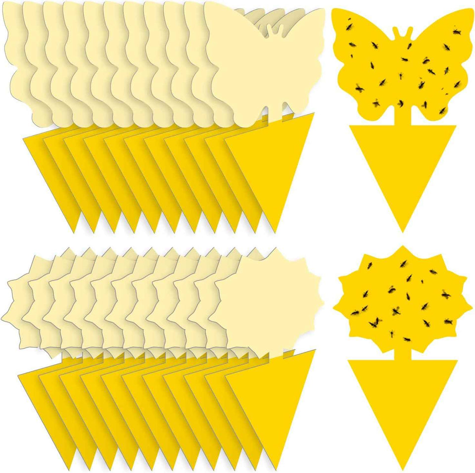 Landisun Fruit Fly Traps 48PCS Fungus Gnat-Traps for Indoor-Outdoor Yellow Fruit-Fly Sticky-Trap Plants Flying Bug Insects Traps