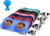 hubulk pet dog bowls 2 stainless steel no spill non skid silicone mat pet food scoop water feeder for small medium large dogs cats