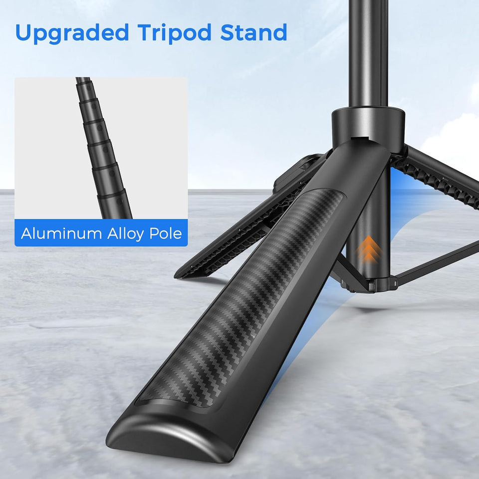 Selfie Stick Travel Tripod for Cell Phone with Remote Control and Phone Holder, Extendable Selfie Stick for iPhone, iPhone Tripod for Video Recording, 50 Inch, Black