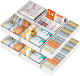 DIMJ Drawer Organizer Clothes, 12 Pack Dresser Organizer, Foldable Closet Organizers and Storage, Fabric Dresser Bins, Drawer Dividers for Nursery, Baby Clothes, Underwears, Sock (Beige)