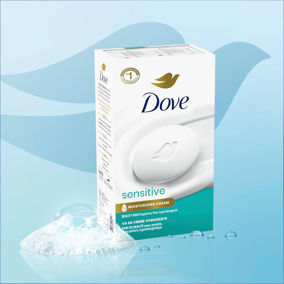 dove sensitive skin care bar soap 8 bars fragrance free hypoallergenic 3.75 oz