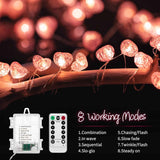 brightown 10.5ft 30 led pink heart battery operated fairy lights with timer and remote