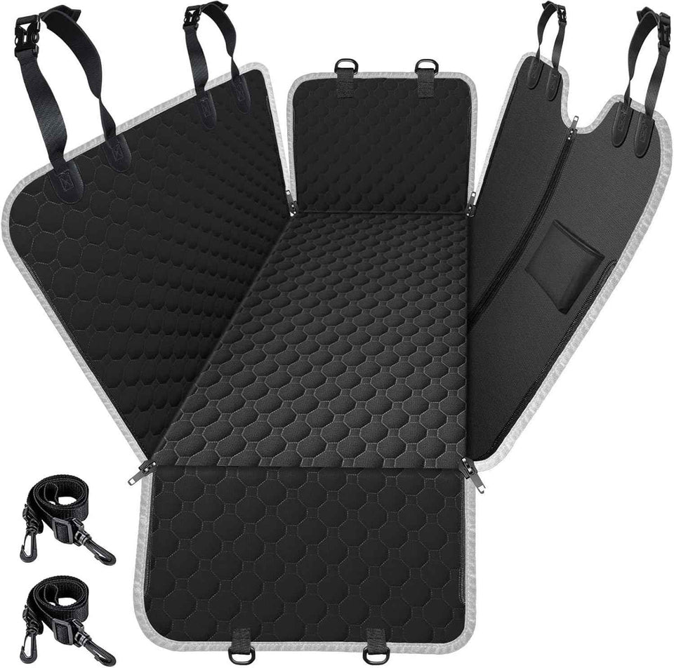 mancro 2025 upgraded 600d heavy duty waterproof dog hammock for car back seat pet cover standard black