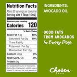 Chosen Foods 100% Pure Avocado Oil, 16.9 Fl Oz, All Purpose Cooking Oil, Non-GMO, Gluten-Free, Keto Friendly, Glyphosate Free