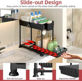 4-Pack Under Sink Organizer: 2-Tier Pull-Out Cabinet Storage with Hooks