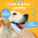 Dog & Cat Teeth Cleaning Wipes - Dental Finger Wipes for Cats & Dogs - Pet Toothbrush & Tooth Brushing Kit - Effective Teeth Cleaner (Unscented)
