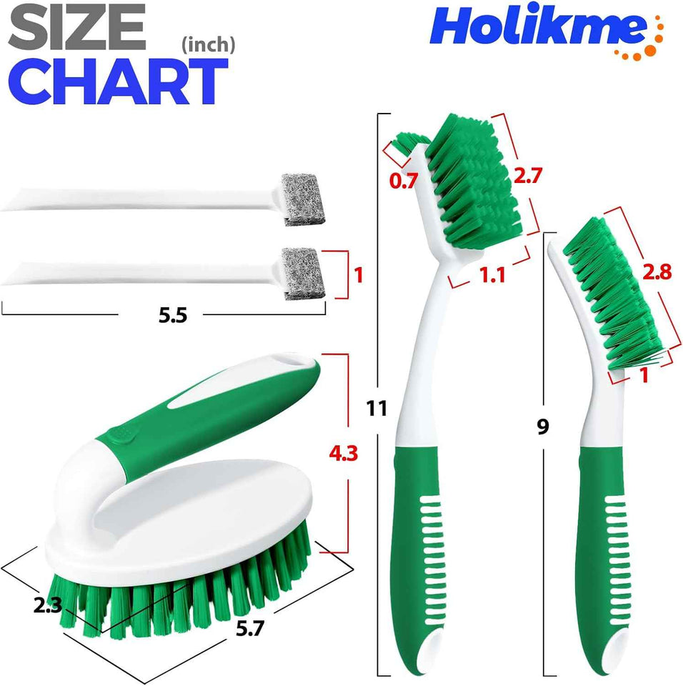 Holikme 3-piece cleaning brush set for bathroom, kitchen, and floors with ergonomic design and high-quality materials