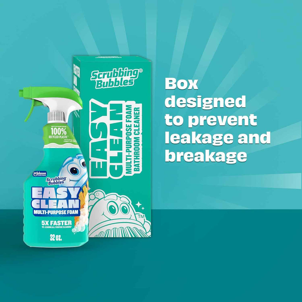 Scrubbing Bubbles Easy Clean Foaming Multipurpose Bleach-Free Bathroom Cleaner, Fast-Acting Foam Cleans Limescale, Dirt and Grime on Showers, Sinks, Toilets, Tiles, Counters, & More, 32oz Spray