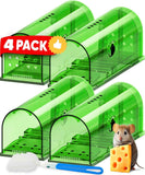 Reusable humane mouse traps, catch and release, easy cleaning, 4 pack with cleaning brush