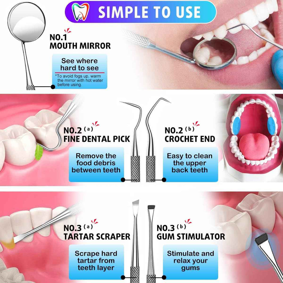 G.CATACC professional stainless steel dental pick teeth cleaning tools for adults and pets