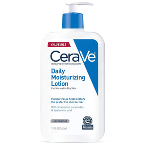 ceraVe daily moisturizing lotion for dry skin 19 ounce fragrance free oil free body lotion and face moisturizer