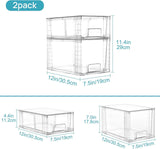 4 Pack Clear Stackable Storage Drawers for Under Sink, Kitchen, and Bathroom Organization