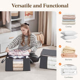 Lifewit 6 Pack Clothes Storage Bins with Lids, Foldable Blanket Storage Bags with Zippers, Clear Window and Reinforced Handles, Closet and Organization for Clothing, Sweater, Comforter, Bedding, Gray