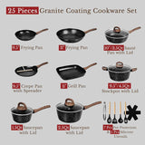 EWFEN 25 Pcs Nonstick Ceramic Cookware Sets, Healthy Non-Toxic, Induction Compatible, Cooking Set