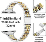 MioHHR Slim Metal Band Compatible with Apple Watch Band 42mm(Series 11 10) 41mm(Series 9 8 7) 40mm(Series 6 5 4 SE3/2/1) 38mm(Series 3 2 1),Stainless Steel iWatch Bands for Women,Silver/Gold