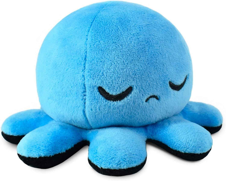 TeeTurtle Reversible Octopus Plushie - 4-Inch Pink + Aqua Two-Sided Flip Plush Toy with Embroidered Details - Cute Mini Collectible Plush for Kids, Teens, and Adults