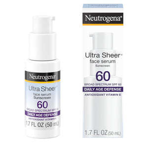 Neutrogena Ultra Sheer Face Sunscreen with SPF 60, 1.7 Fl Oz, Fragrance-Free, Water-Resistant