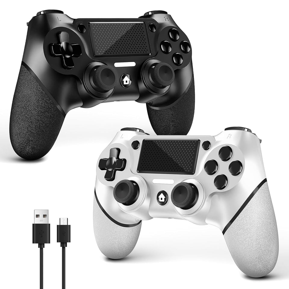 AceGamer 2 Pack wireless controller for PS4/Pro/Slim/PC with non-slip grip and USB-C cable (Pink and White)