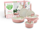 GreenLife 8 Piece Ceramic Nonstick Cookware Set, Induction Suitable Non Toxic PFAS-Free Pots & Pans, Dishwasher Safe, Cooking Set, Stock Pot, Saucepans & Frying Pans, Kitchen Cooking, Graphite