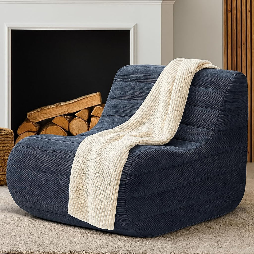 Bean Bag Chair, Fireside Bean Bags Lazy Sofa Sack, Big Beanbag Chair Floor Couch, Memory Foam Lounge Chair for Bedroom, Living Room, Office and Home (Gray)