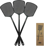 Fly Swatter Multi-Pack Manual, Heavy Duty, Flexible, Black, 3 Pack, Thick Handle