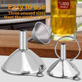 Premium Metal Stainless Steel Funnel Set of 3 with Food Grade Material and Convenient Handle Design